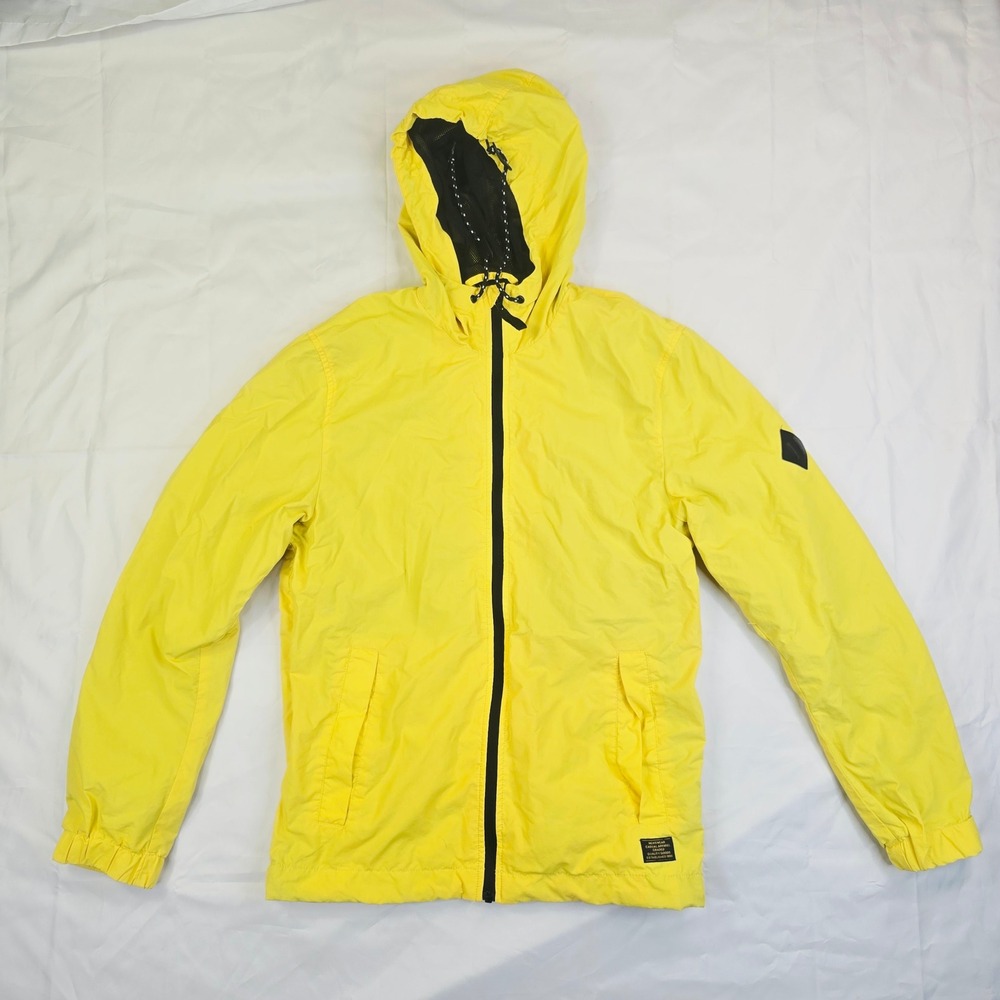 H&M Men's Hooded Windbreaker Jacket Small Yellow Casual Lightweight Outerwear Q3